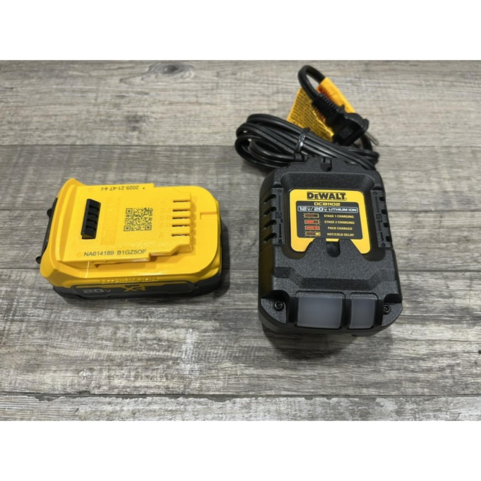 AS-IS DEWALT 20V MAX XR POWERSTACK Lithium-Ion Battery Starter Kit with 1.7Ah Battery and Charger