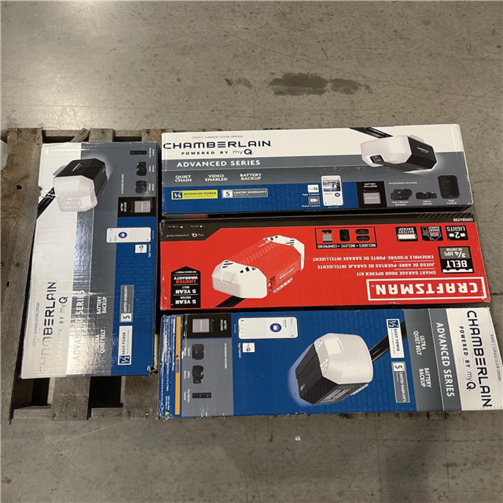 DALLAS LOCATION - CHAMBERLAIN MIXED Garage Door Opener PALLET- (4 UNITS)
