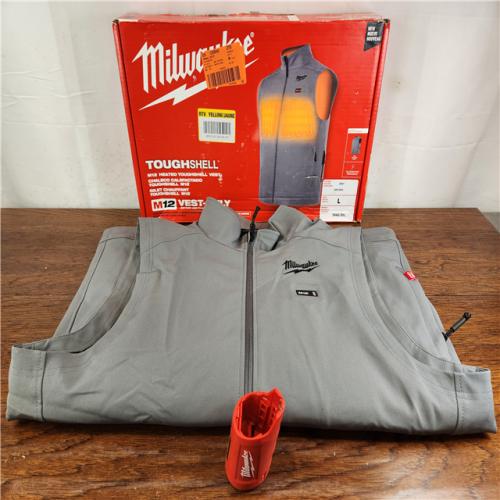 AS-IS Milwaukee Large M12 12V Lithium-Ion Cordless TOUGHSHELL Gray Heated Vest (Vest Only)