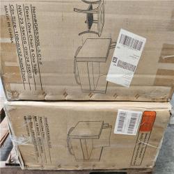 Phoenix XIZZI Michigan 6-Piece Wicker Outdoor Patio Fire Pit with Denim Blue Cushions Swivel Rocking Chairs (Sofa Not Included)