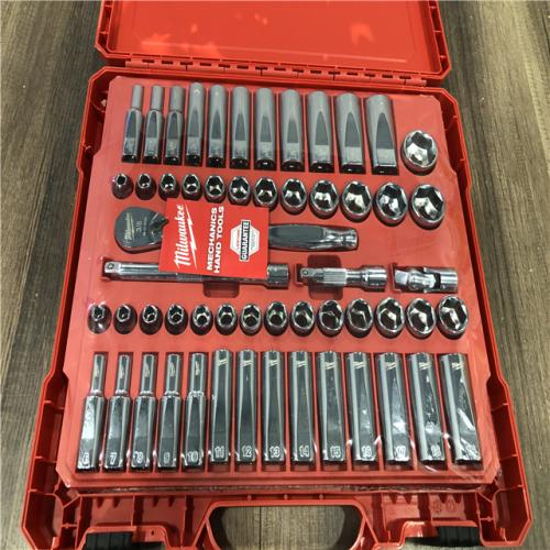 AS-IS Milwaukee 3/8 in. Drive SAE/Metric Ratchet and Socket Mechanics Tool Set (56-Piece)