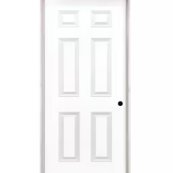 DALLAS LOCATION- AS-IS STEVES 36 in. x 80 in. Left-Handed Textured Hollow Core White Composite Single Prehung Interior Door (5 DOORS)
