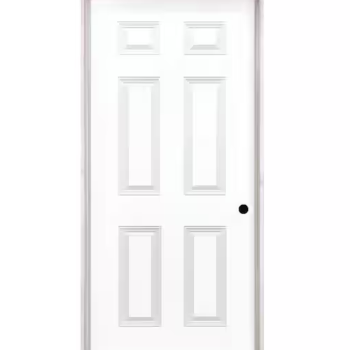 DALLAS LOCATION- AS-IS STEVES 36 in. x 80 in. Left-Handed Textured Hollow Core White Composite Single Prehung Interior Door (5 DOORS)
