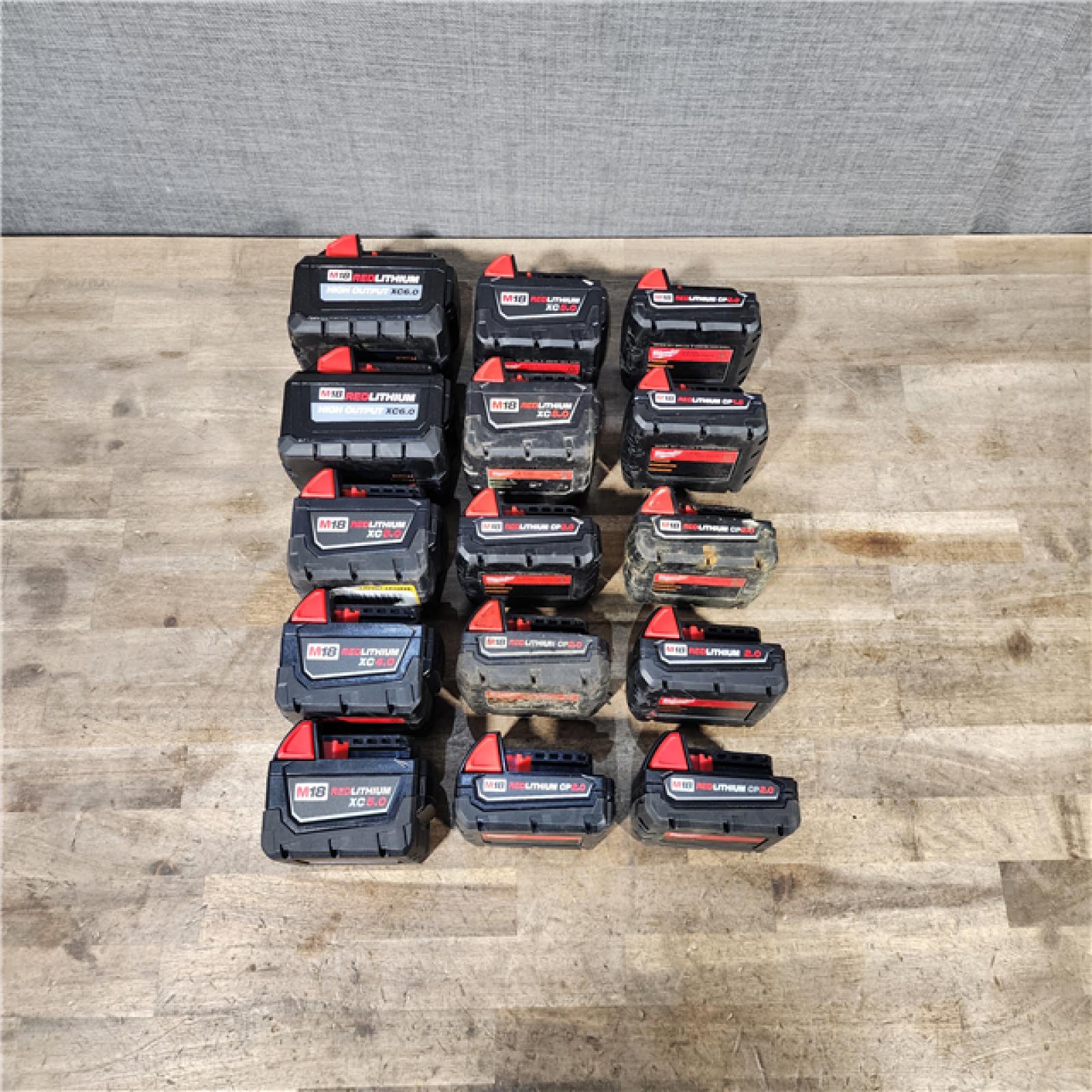 HOUSTON LOCATION - AS-IS MILWAUKEE BATTERY PACK QTY - 15