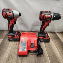 AS-IS- Milwaukee 18V Cordless Brushed 2-Tool Drill/Driver and Impact Driver Kit