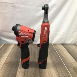 AS-IS Milwaukee FUEL 12V Lithium-Ion Cordless 3/8 in. Ratchet and 1/4 in. Impact Driver Kit