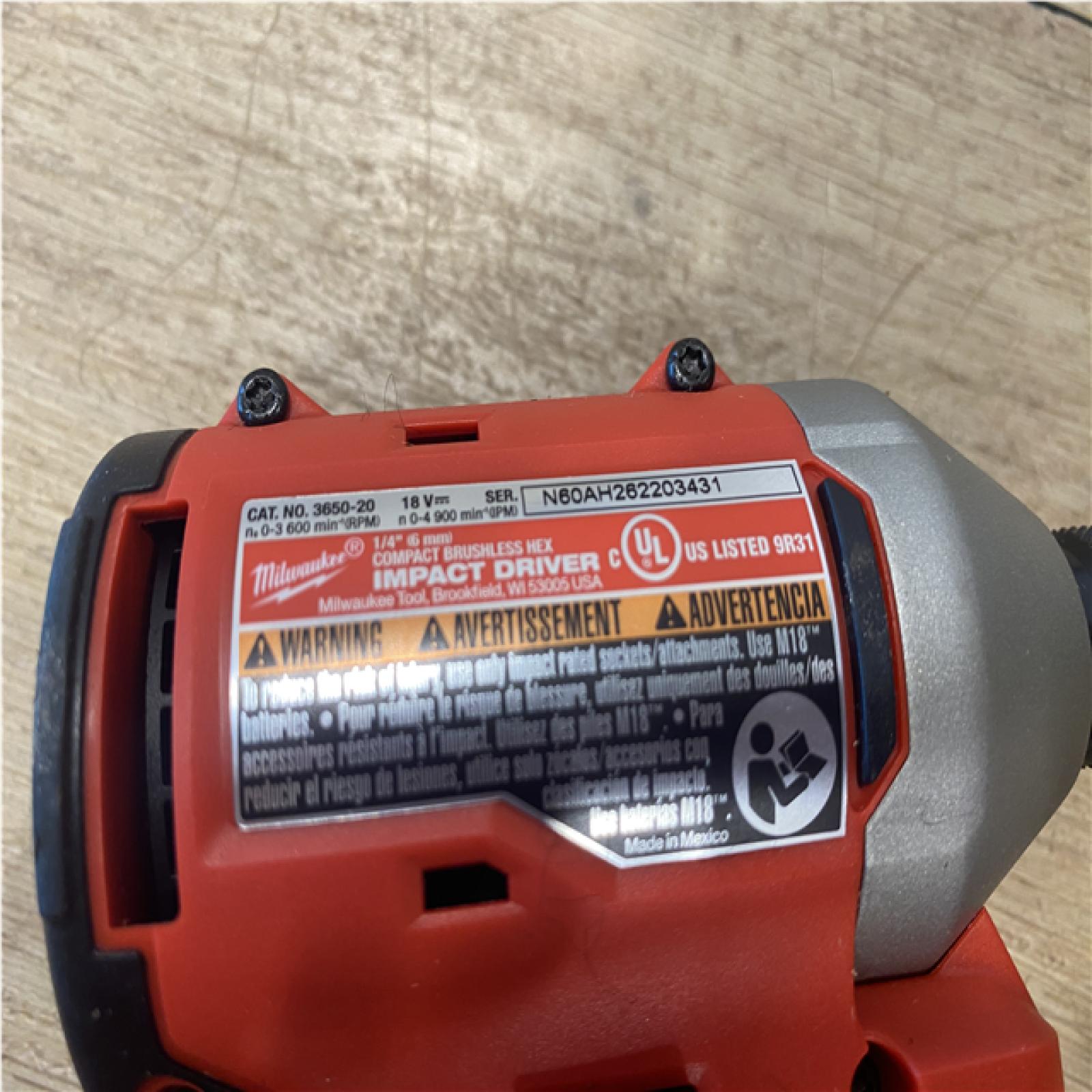 AS-IS Milwaukee  18V Lithium-Ion Brushless Cordless 1/4 in. Compact Impact Driver (Tool Only)