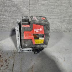 HOUSTON LOCATION - AS-IS Milwaukee-3522-21 Green Beam Laser Cross Line Plumb Point USB Rechargeable
