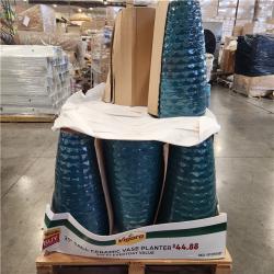Phoenix Location Vigoro Dottie 14.3 in. W x 21 in. H Decorative Pots Teal Glazed Ceramic Vase Planter Pallet (12 Cases)