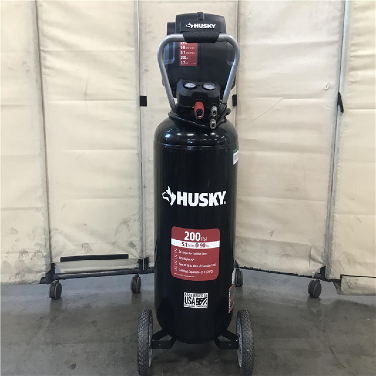 California AS-IS Husky 27 Gal. 200 PSI Oil Free Portable Vertical Electric Air Compressor