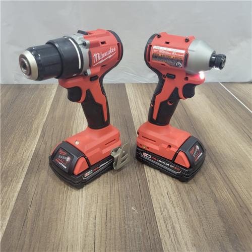 AS-IS Milwaukee M18 18V Lithium-Ion Brushless Cordless Compact Drill/Impact Combo Kit (2-Tool) W/(2) 2.0 Ah Batteries, Charger & Bag
