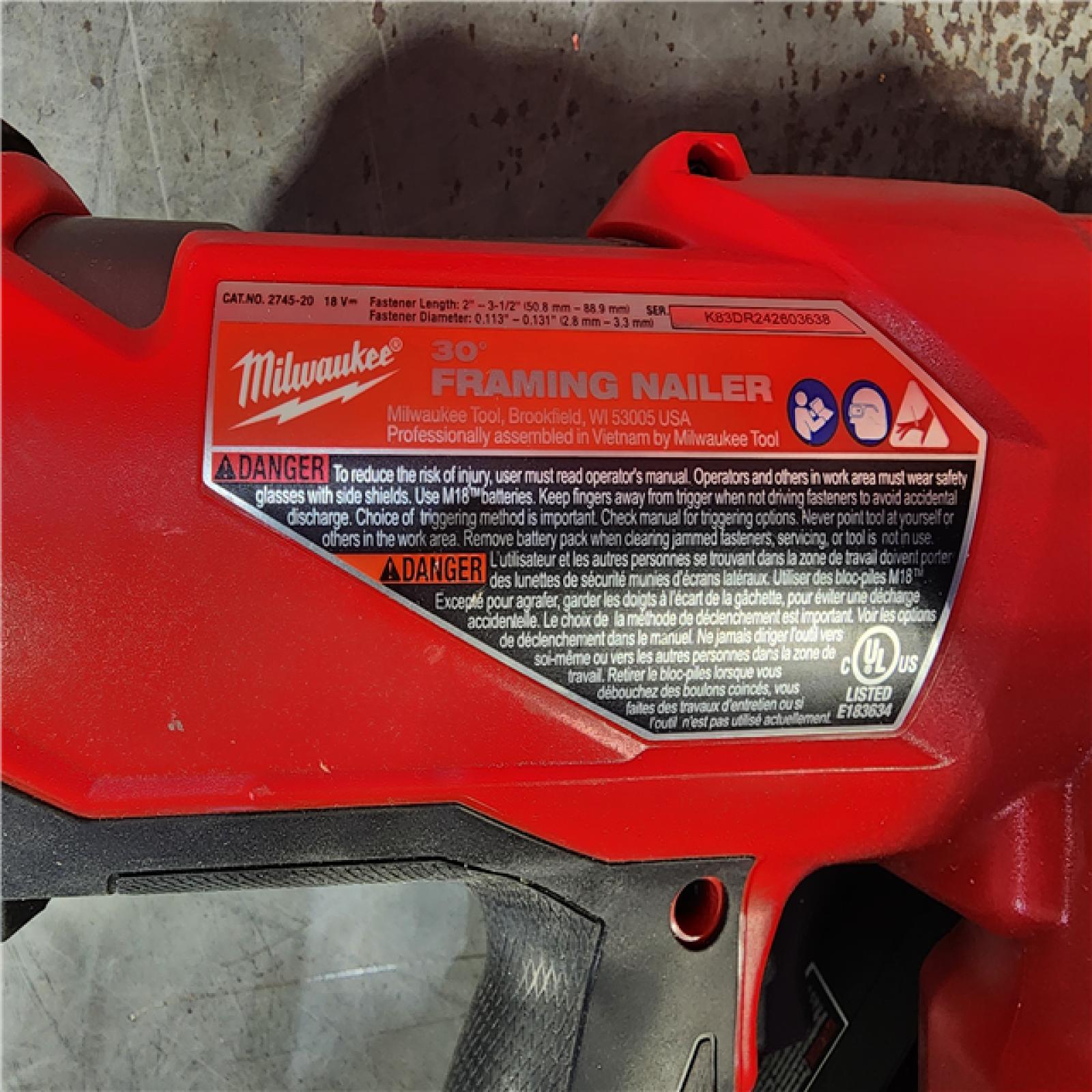 HOUSTON LOCATION - AS-IS M18 FUEL 3-1/2 in. 18-Volt 30-Degree Lithium-Ion Brushless Cordless Framing Nailer (Tool-Only)