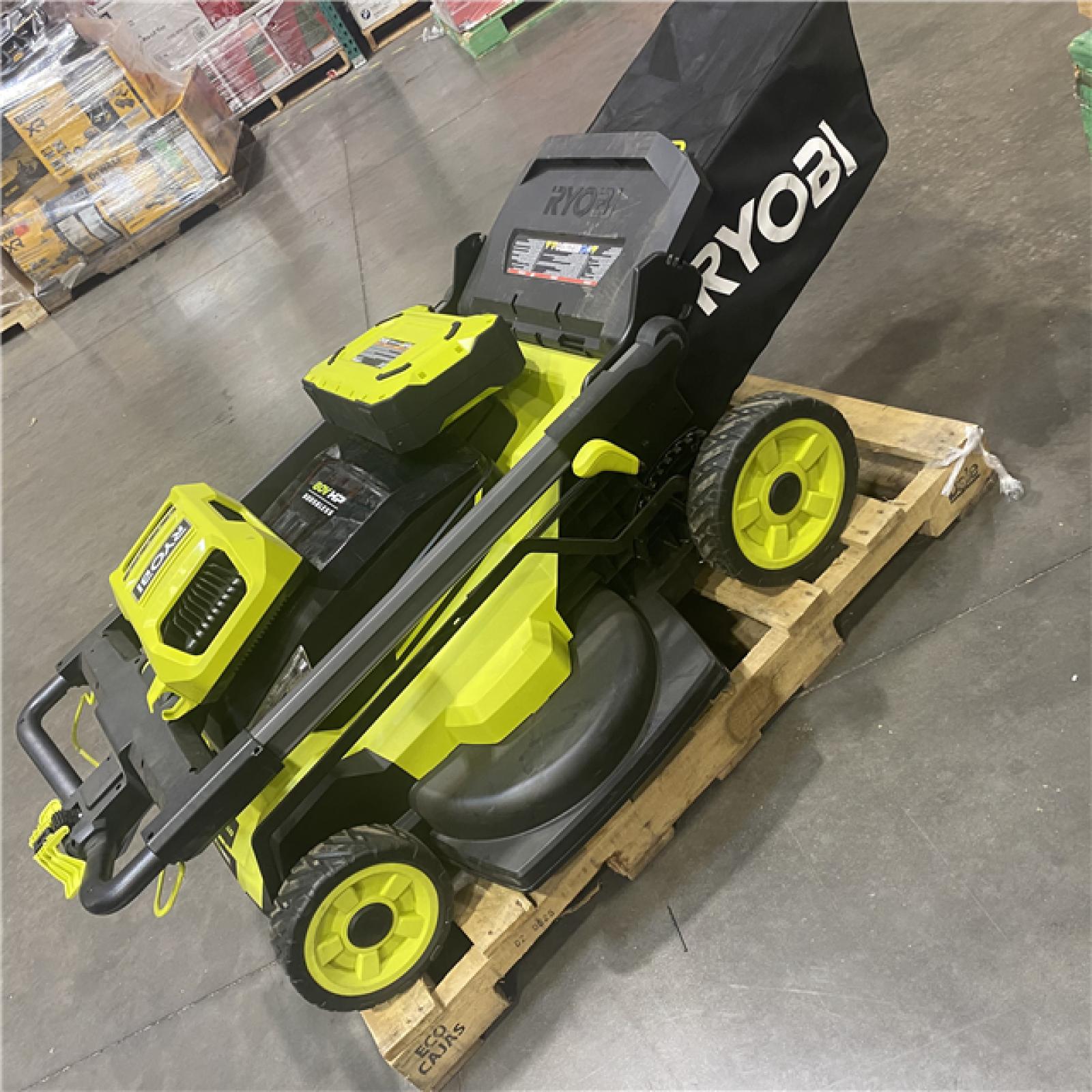 Dallas Location - As-Is Shop RYOBI 80V HP Brushless Battery Cordless Electric 30 in. Multi-Blade Lawn Mower with Battery and Charger