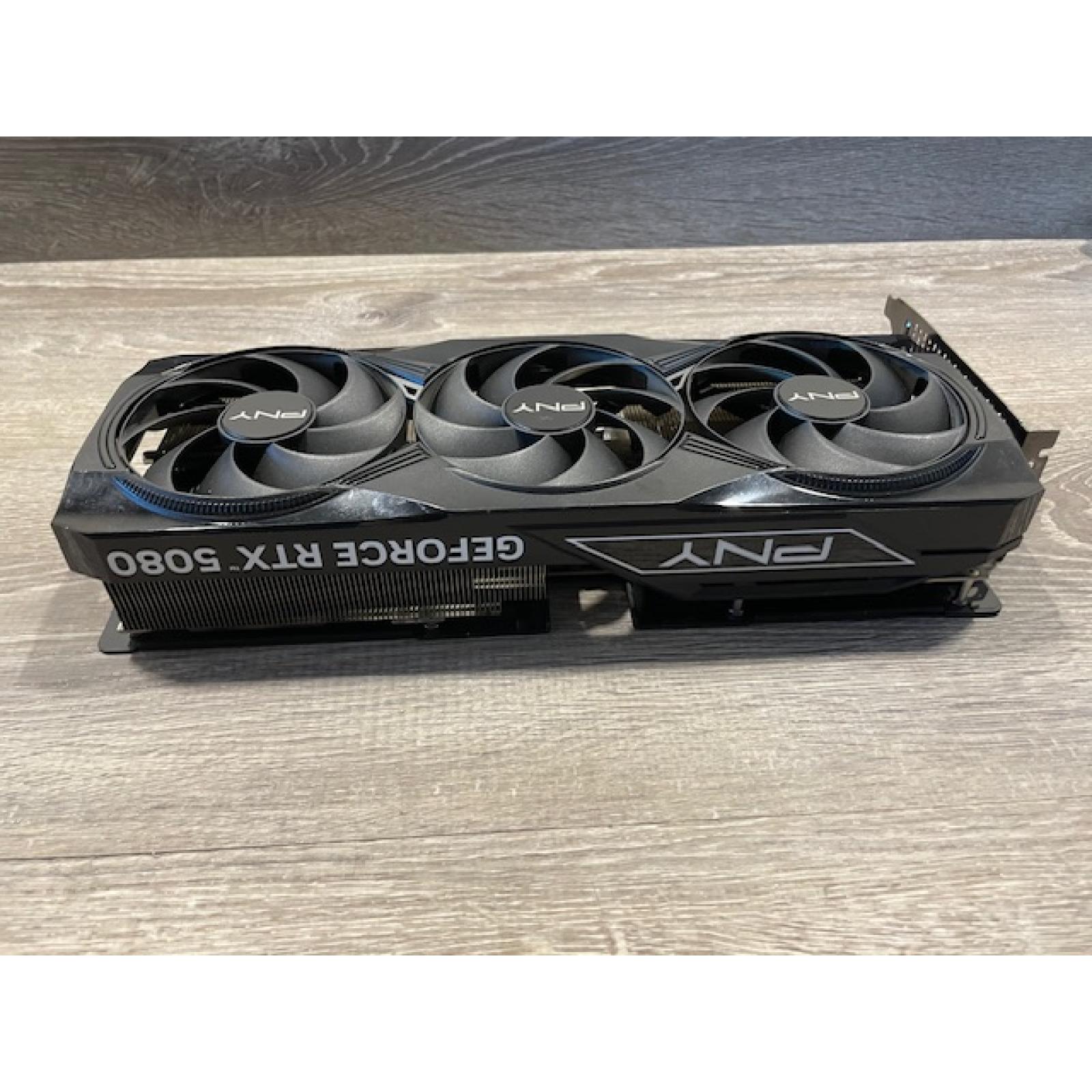 AS-IS PNY - NVIDIA GeForce RTX 5080 Overclocked 16GB GDDR7 PCI Express 5.0 Graphics Card with Triple Fan - B
