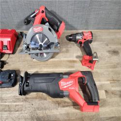 HOUSTON LOCATION - AS-IS MILWAUKEE 3 TOOL COMBO KIT W/ (2) BATTERY & CHARGER