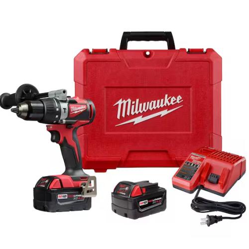 NEW! - Milwaukee M18 18V Lithium-Ion Brushless Cordless 1/2 in. Compact Hammer Drill/Driver Kit w/Two 4.0Ah Batteries and Hard Case