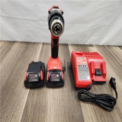 AS-IS -  Milwaukee M18 18V Lithium-Ion Brushless Cordless 1/2 in. Compact Drill/Driver Kit with Two 2.0 Ah Batteries, Charger and Case