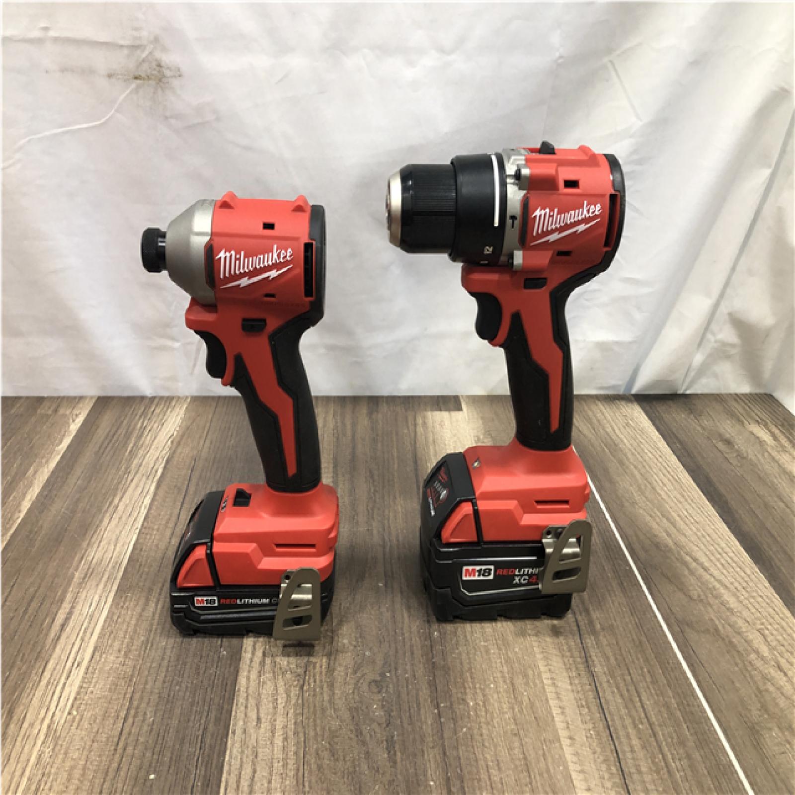 AS-IS Milwaukee 18-Volt Lithium-Ion Brushless Cordless Compact Hammer Drill/Impact Combo Kit