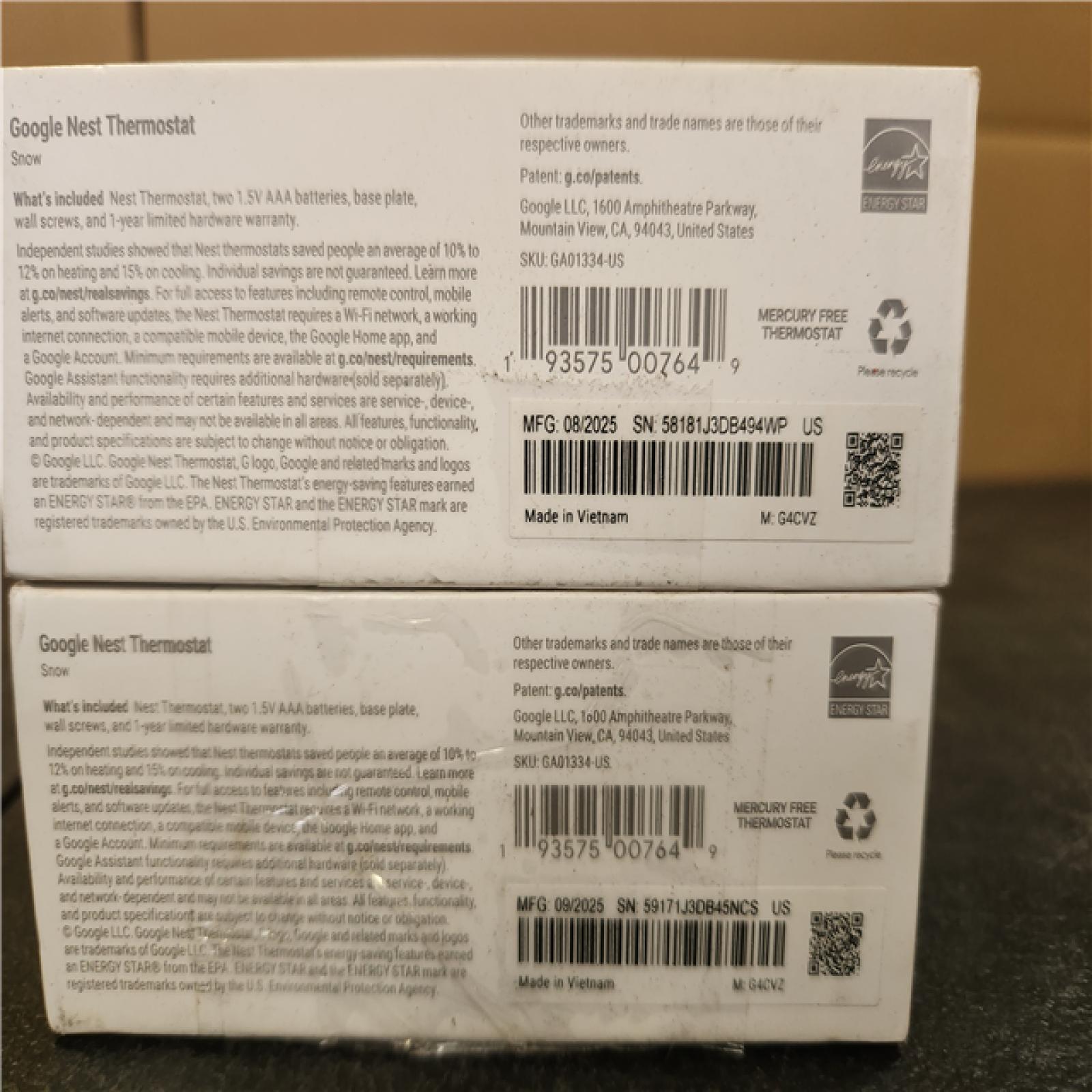 Phoenix AS-IS Google Nest Thermostat - Smart Programmable Wi-Fi Thermostat - (2-Pack)