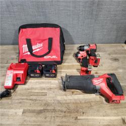 HOUSTON LOCATION - AS-IS Milwaukee 3 Tool Combo Kit W/ (2) Battery & Charger