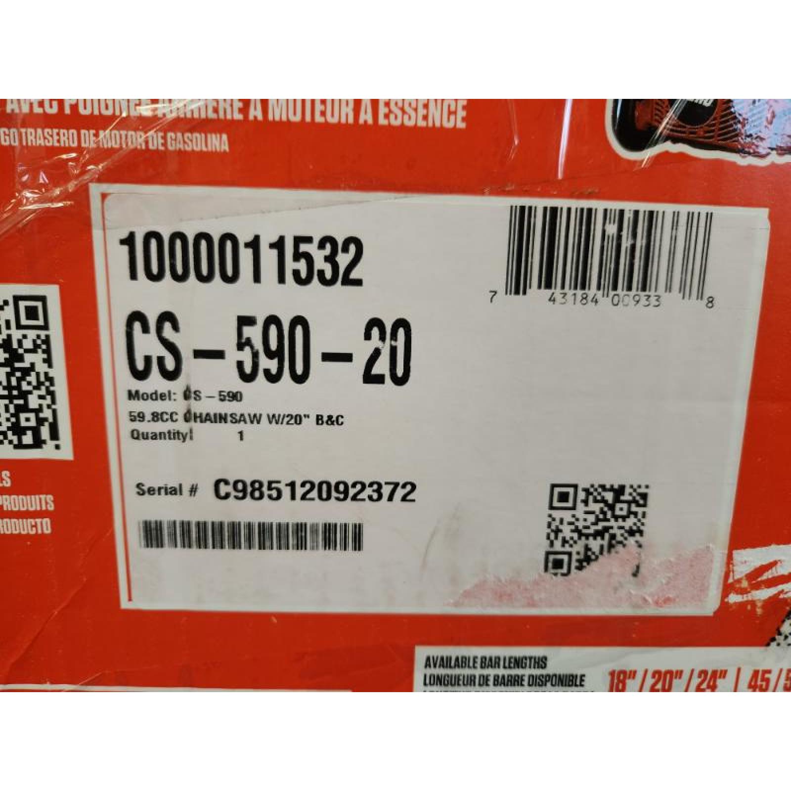 Phoenix NEW ECHO 20 in. 59.8 cc Gas 2-Stroke Rear Handle Timber Wolf Chainsaw (SEALED)