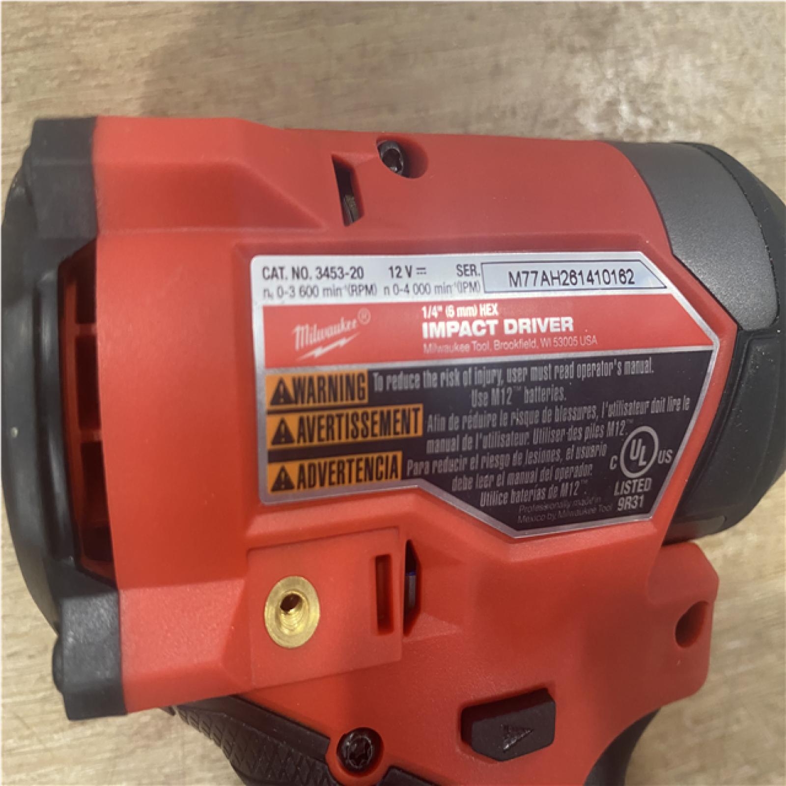 AS-IS Milwaukee FUEL 12V Lithium-Ion Brushless Cordless 1/4 in. Hex Impact Driver (Tool-Only)