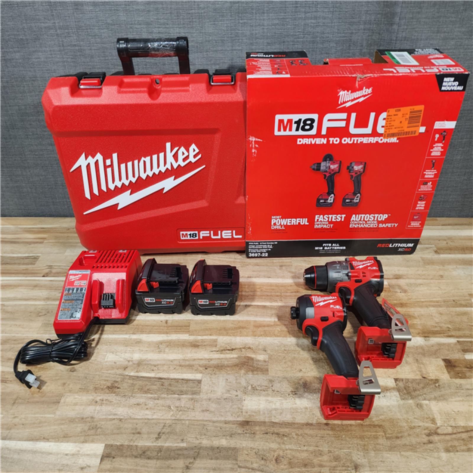HOUSTON LOCATION - AS-IS (APPEARS LIKE NEW) Milwaukee FUEL 18V Lithium-Ion Brushless Cordless Hammer Drill and Impact Driver Combo Kit