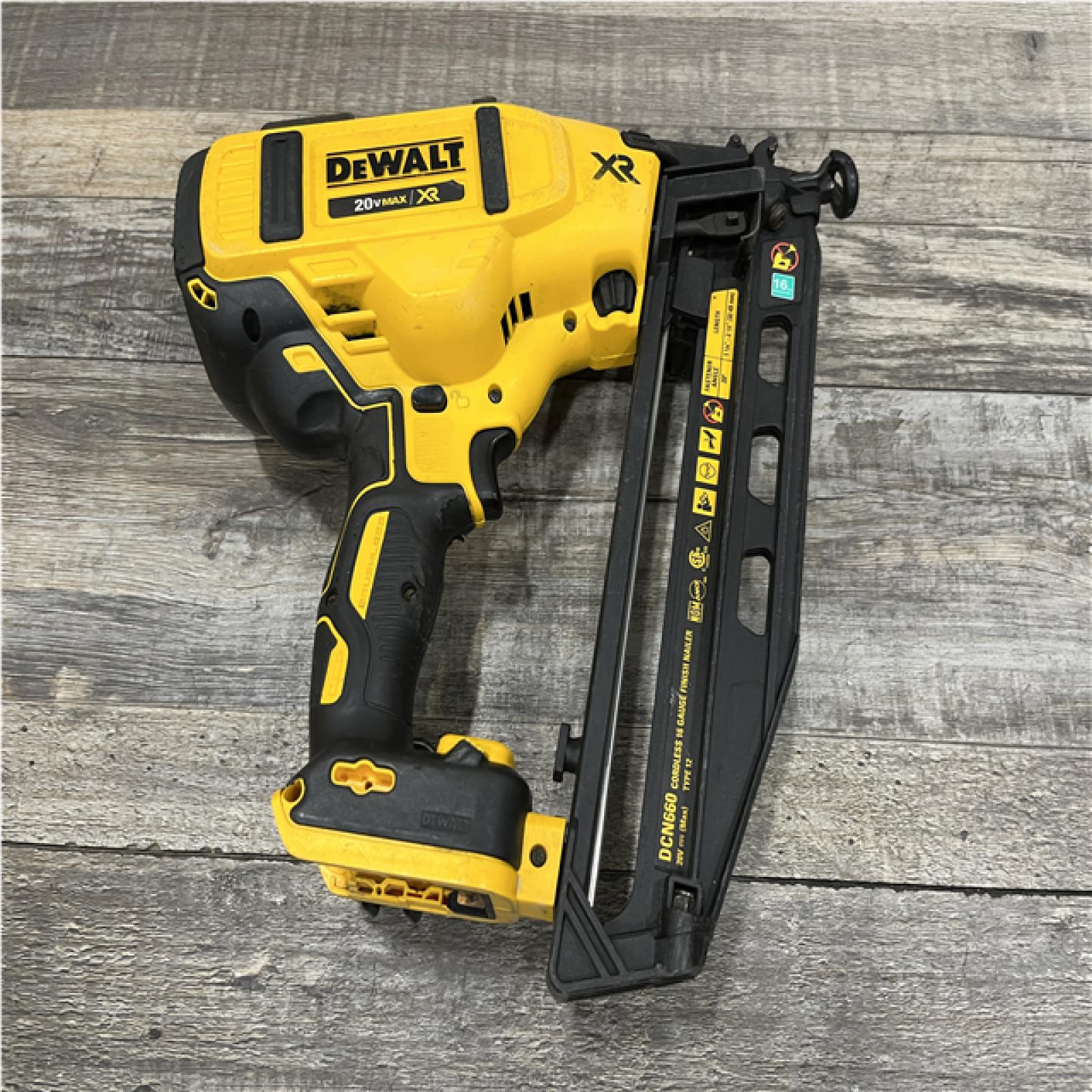 AS-IS DEWALT 20V MAX XR Lithium-Ion Electric Cordless 16-Gauge Angled Finishing Nailer (Tool Only)