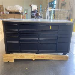 DALLAS LOCATION - 84 in. W x 24 in. D 18-Drawer Heavy-Duty Mobile Workbench with Stainless Steel Top in Matte Black