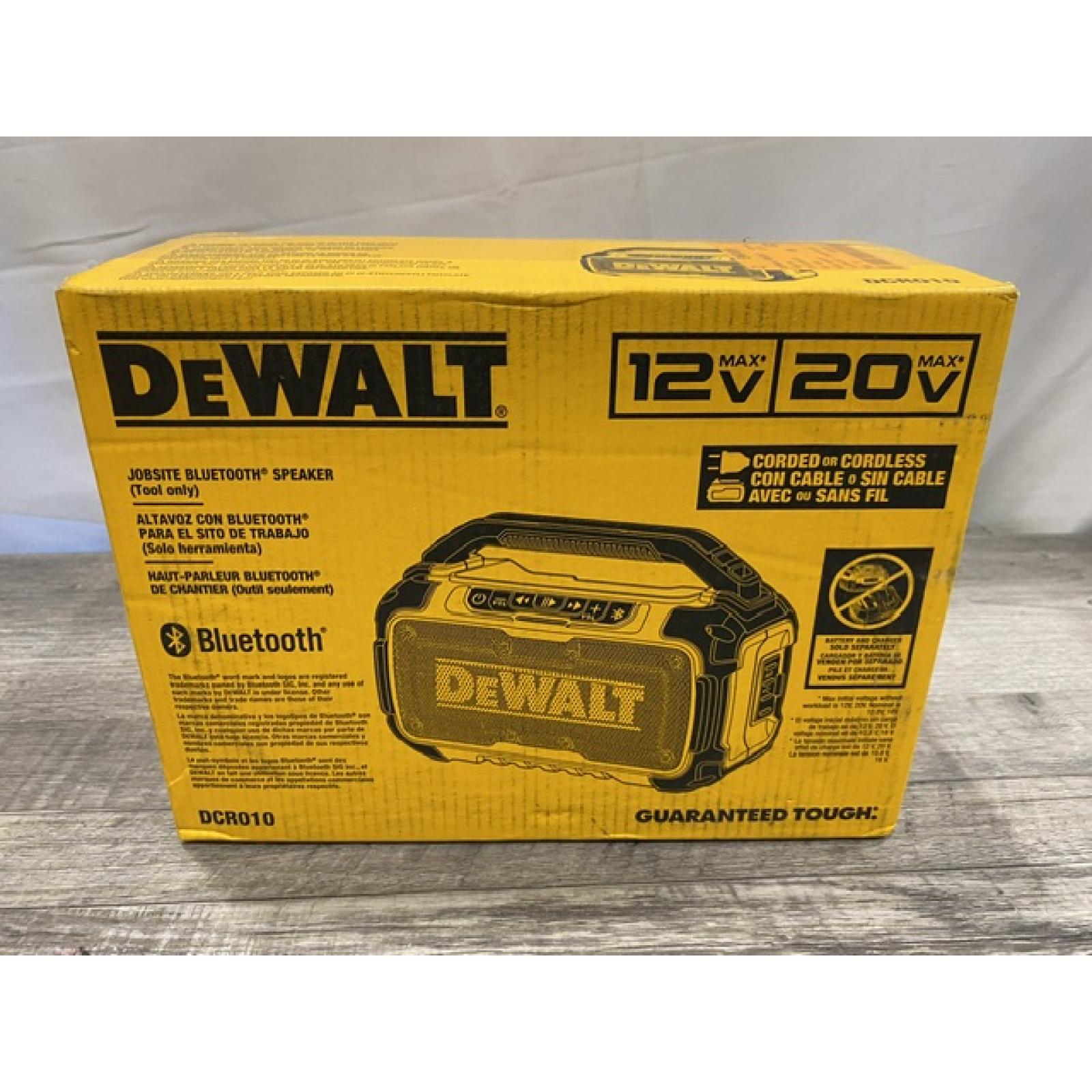 NEW - DEWALT 20V MAX Cordless Bluetooth Speaker (Tool Only)
