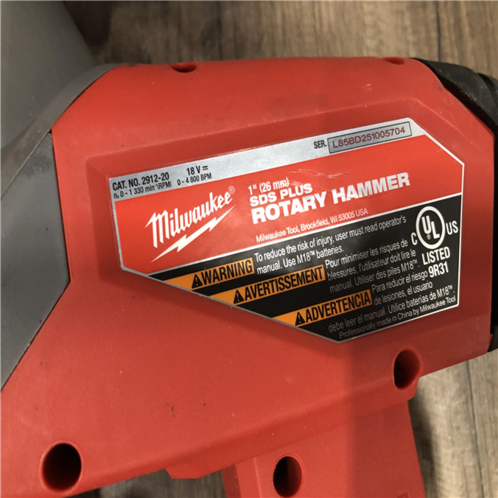AS-IS Milwaukee FUEL 18V Lithium-Ion Brushless Cordless 1 in. SDS-Plus Rotary Hammer (Tool-Only)