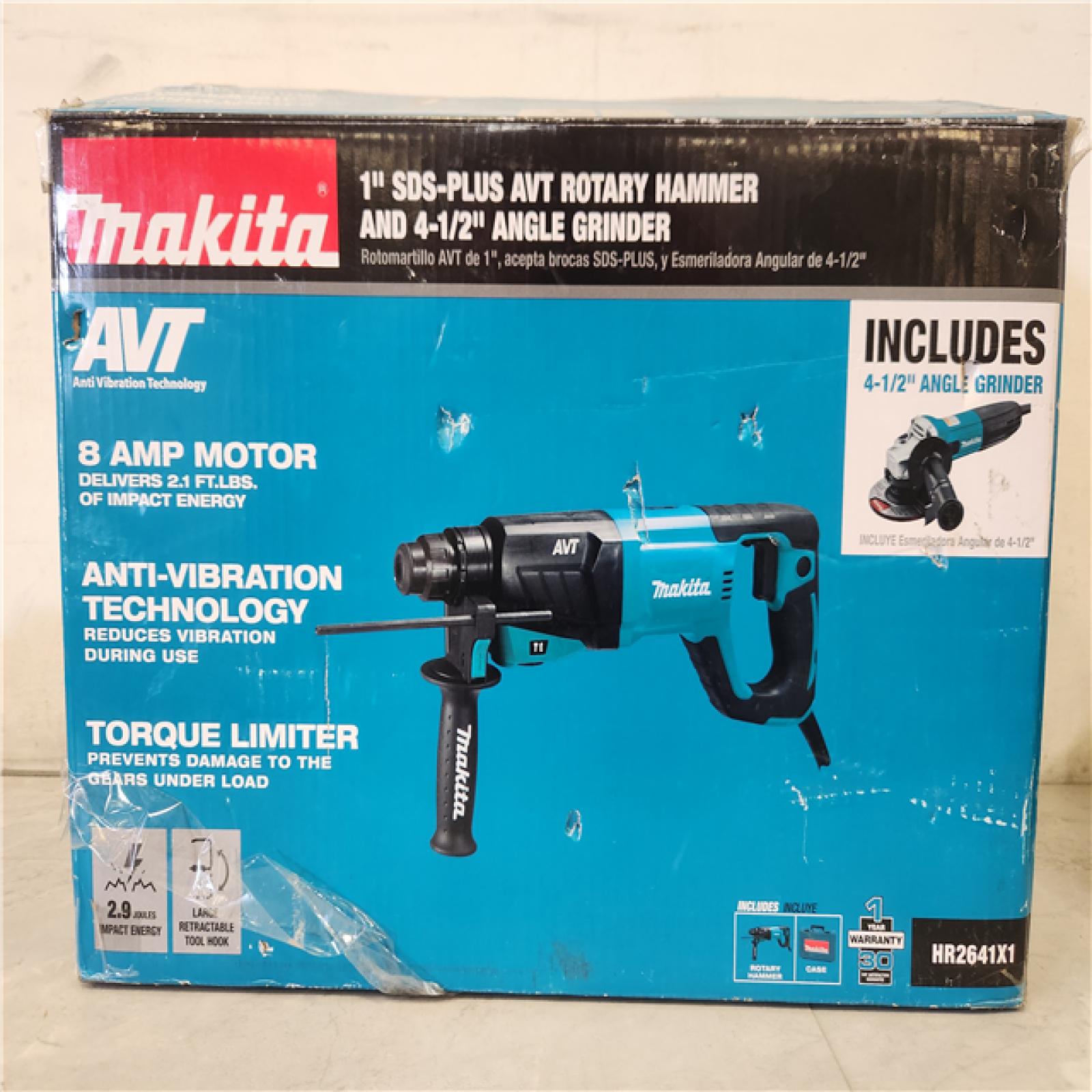 Phoenix NEW Makita 8 Amp 1 in. Corded SDS-Plus Concrete/Masonry AVT Rotary Hammer Drill with 4-1/2 in. Corded Angle Grinder with Hard Case