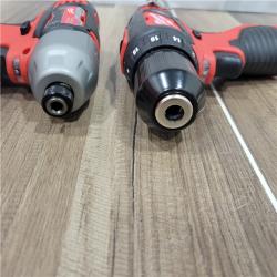 AS-IS  Milwaukee M12 12V Lithium-Ion Cordless Drill Driver/Impact Driver Combo Kit with Two 1.5Ah Batteries, Charger and Bag (2-Tool)