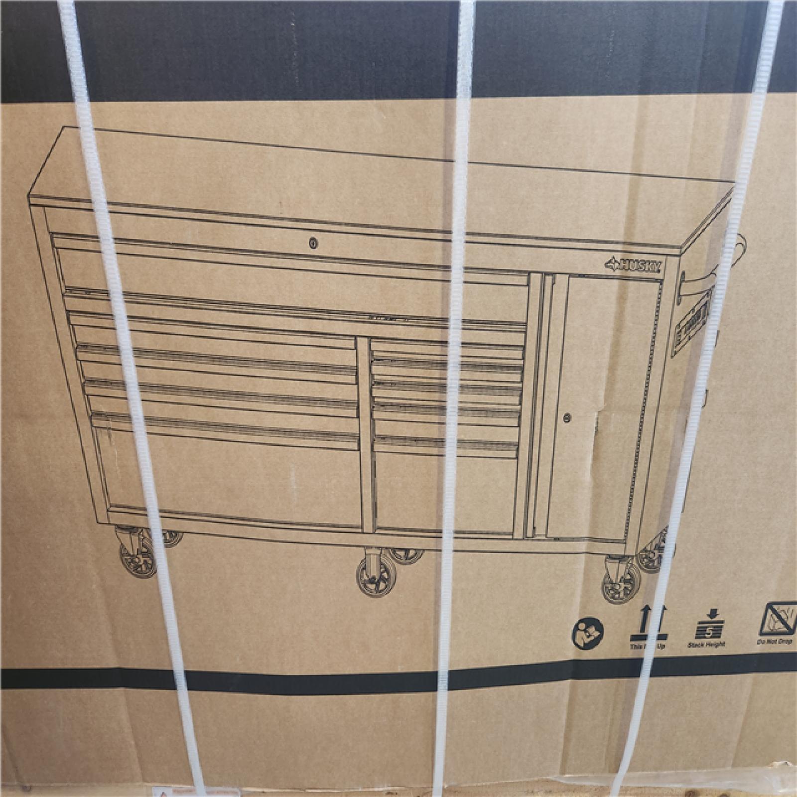 Phoenix LIKE NEW Husky Standard Duty 72 in. W x 20 in. D 10-Drawer Gloss Black Mobile Workbench Cabinet with Solid Wood Top