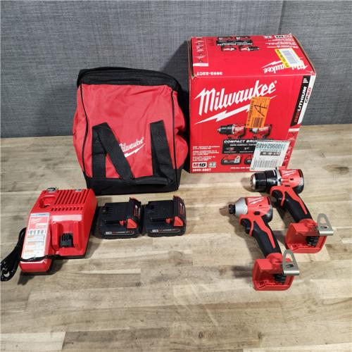 HOUSTON LOCATION - AS-IS Milwaukee M18 18V Lithium-Ion Brushless Cordless Compact Drill/Impact Combo Kit (2-Tool) W/(2) 2.0 Ah Batteries, Charger & Bag