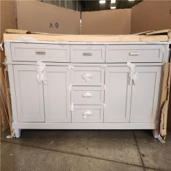 Phoenix AS-IS Home Decorators Collection Talmore 72 in. Double Sink Sky Grey Bath Vanity with White Engineered Carrara Marble Top (Assembled) (Cracked Top)