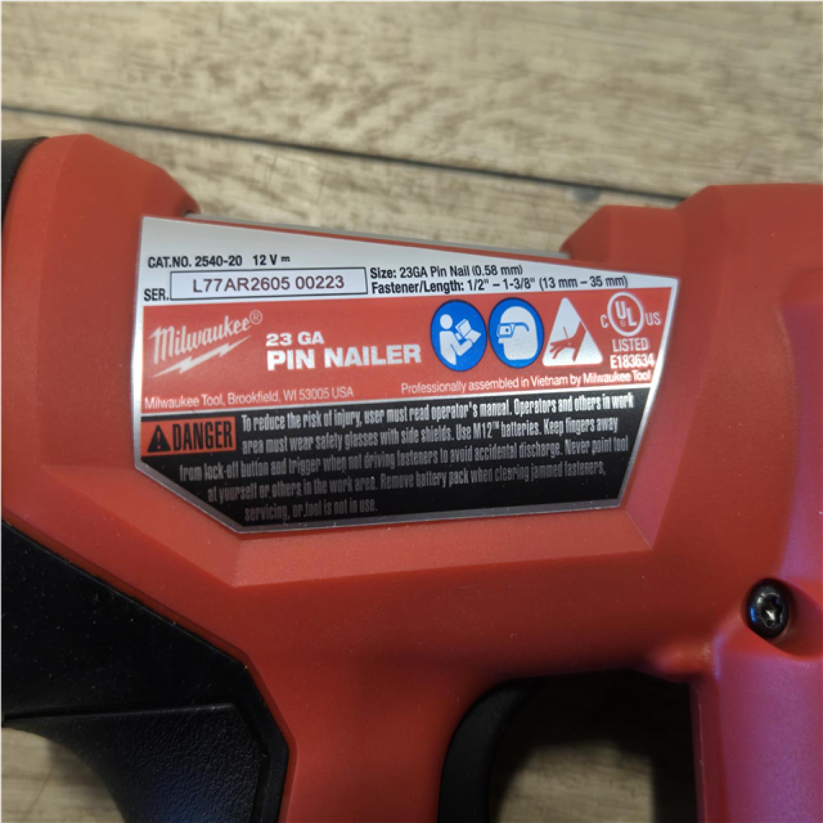 AS-IS Milwaukee 12-Volt 23-Gauge Lithium-Ion Cordless Pin Nailer (Tool-Only)