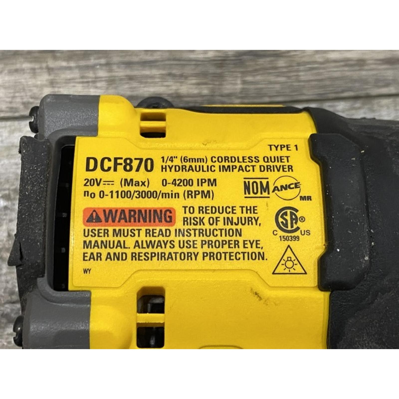 AS-IS DEWALT 20V XR Brushless Cordless 1/4 in. Quiet Hydraulic Impact Driver (Tool-Only)