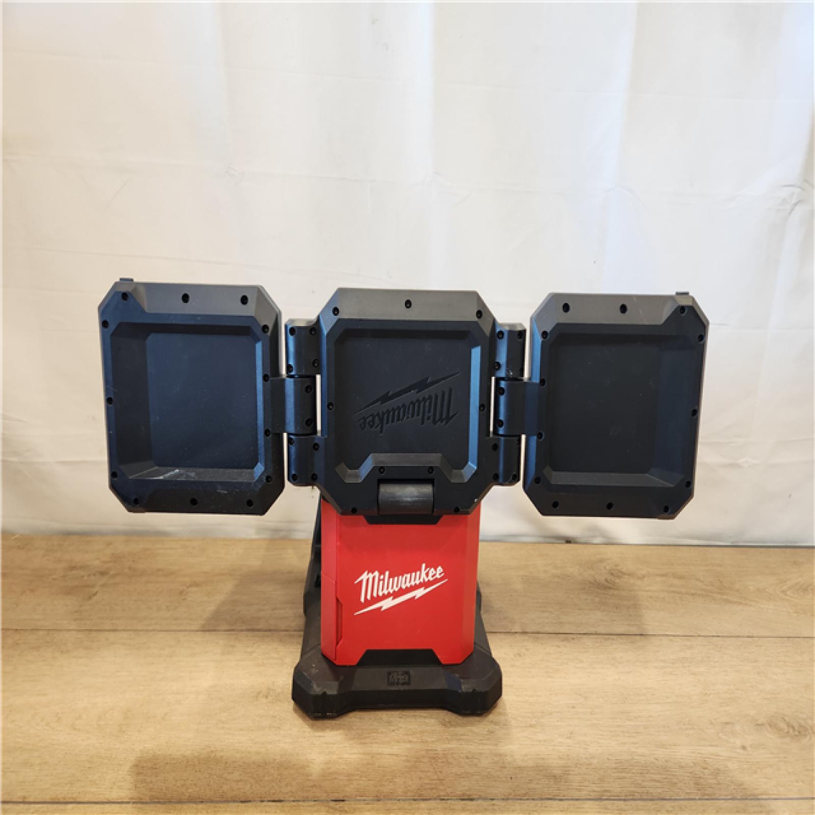 AS-IS- Milwaukee 18-Volt Lithium-Ion Cordless 4500 Lumens ROVER Dual Power Triple-Panel Flood & Area Light (Tool-Only)