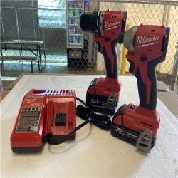 AS-IS M18 18-Volt Lithium-Ion Brushless Cordless Compact Hammer Drill/Impact Combo Kit (2-Tool) with (2) Batteries, Bag