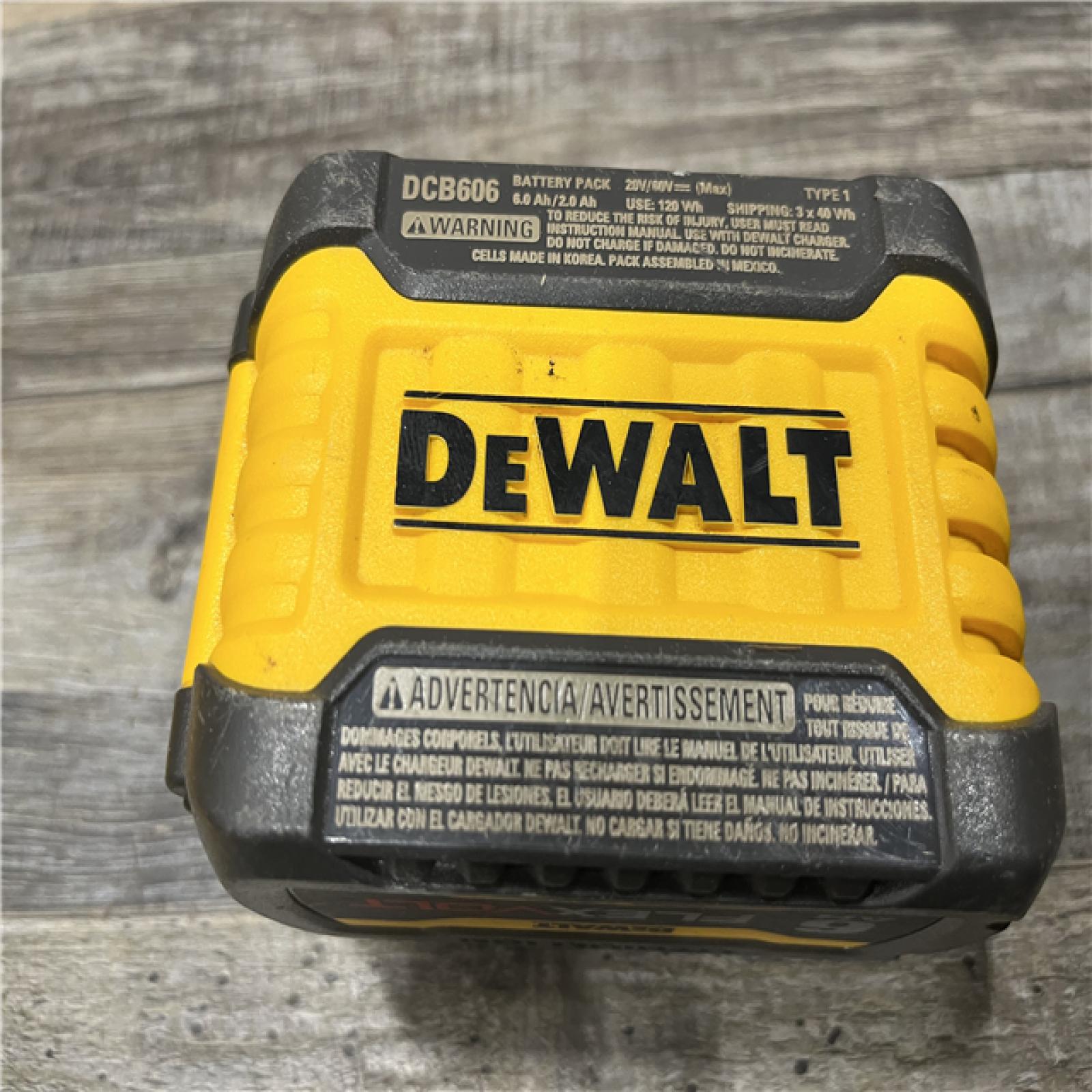 AS-IS DEWALT FLEXVOLT 20V/60V MAX Lithium-Ion 6.0Ah Battery Pack with 6 Amp Output Charger