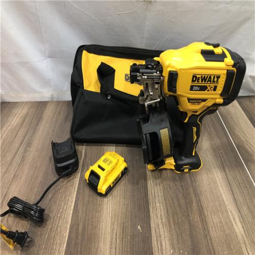 AS-IS DEWALT 20V MAX Lithium-Ion 15-Degree Electric Cordless Roofing Nailer Kit