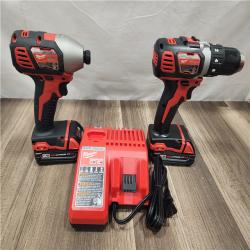 AS-IS- Milwaukee 18V Cordless Brushed 2-Tool Drill/Driver and Impact Driver Kit
