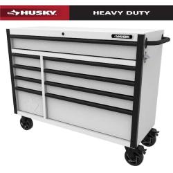 Phoenix AS-IS Husky Tool Storage 46 in. W x 18 in. D 9-Drawer Gloss White Mobile Workbench Cabinet