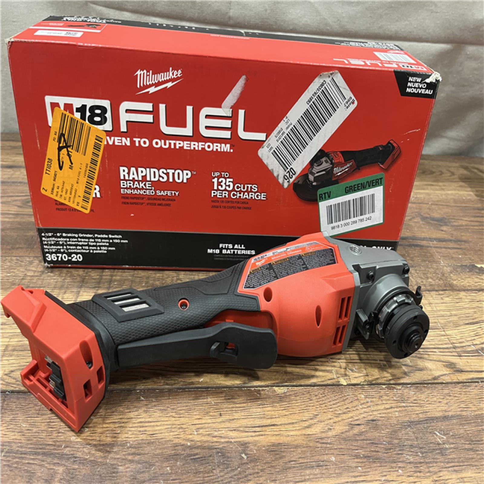 AS-IS Milwaukee M18 FUEL 4-1/2-6 Braking Grinder, Paddle Switch