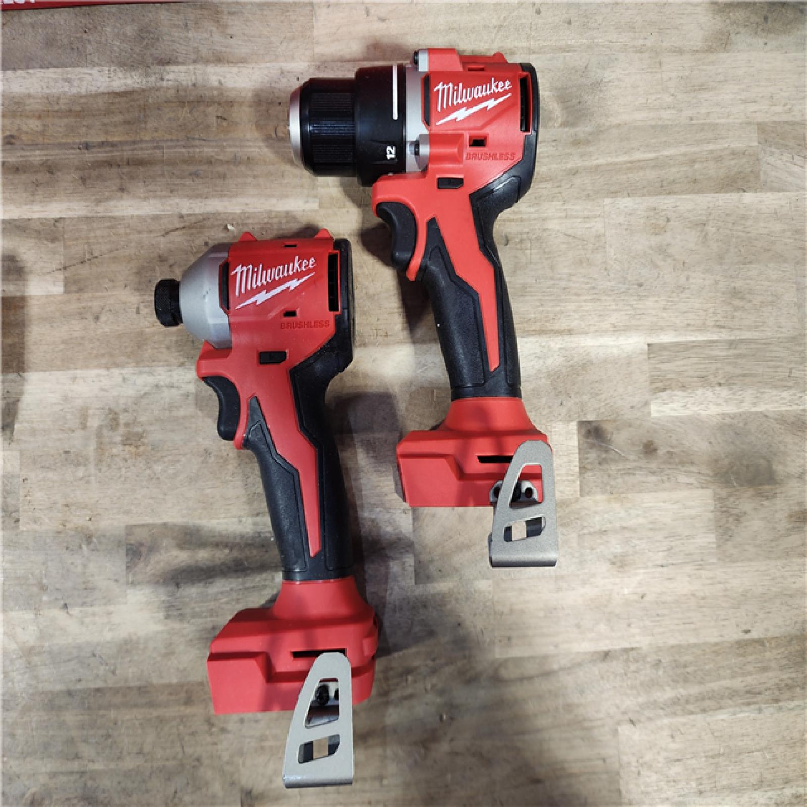 HOUSTON LOCATION - AS-IS Milwaukee M18 18V Lithium-Ion Brushless Cordless Compact Drill/Impact Combo Kit (2-Tool) W/(2) 2.0 Ah Batteries, Charger & Bag
