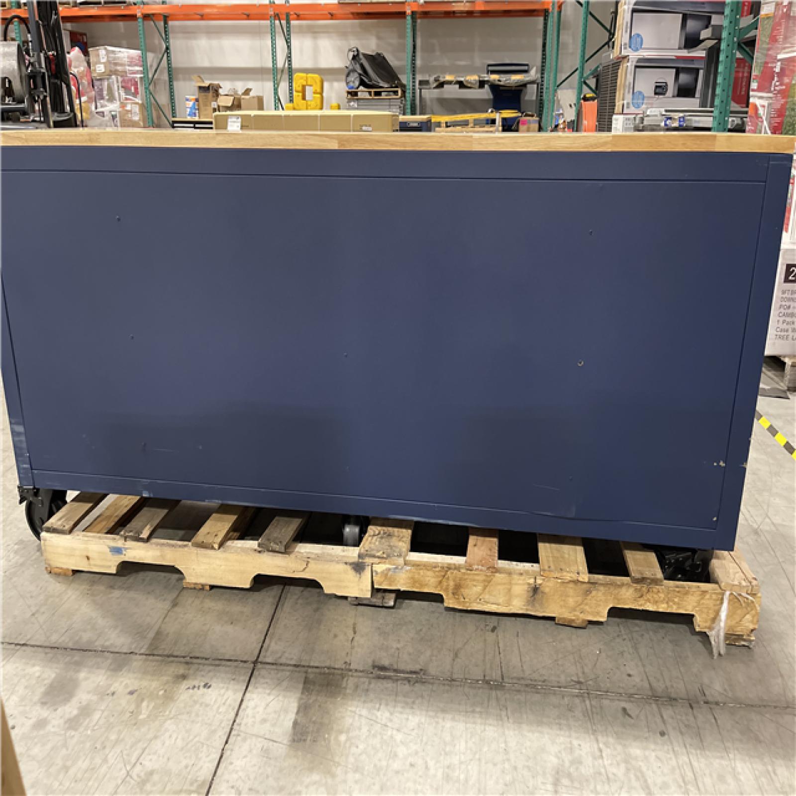 DALLAS LOCATION - AS-IS Husky Tool Storage Heavy Duty 84 in. W x 24 in. D Matte Blue Mobile Workbench Cabinet