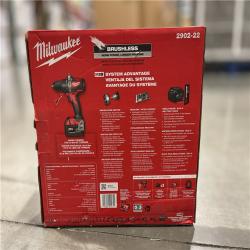 NEW! - Milwaukee M18 18V Lithium-Ion Brushless Cordless 1/2 in. Compact Hammer Drill/Driver Kit w/Two 4.0Ah Batteries and Hard Case