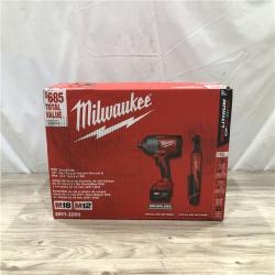 NEW! - Milwaukee M12/M18 12/18V Lithium-Ion Cordless 3/8 in. Ratchet and 1/2 in.Combo Kit