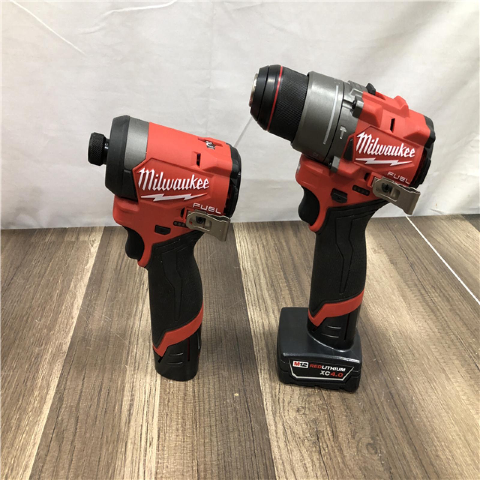 AS-IS Milwaukee FUEL 12-Volt Lithium-Ion Brushless Cordless Hammer Drill and Impact Driver Combo Kit